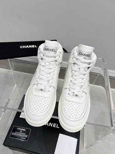 Chanel High-Top Sneakers – White