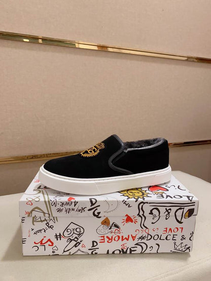 D & G Black Suede Slip-On Sneakers