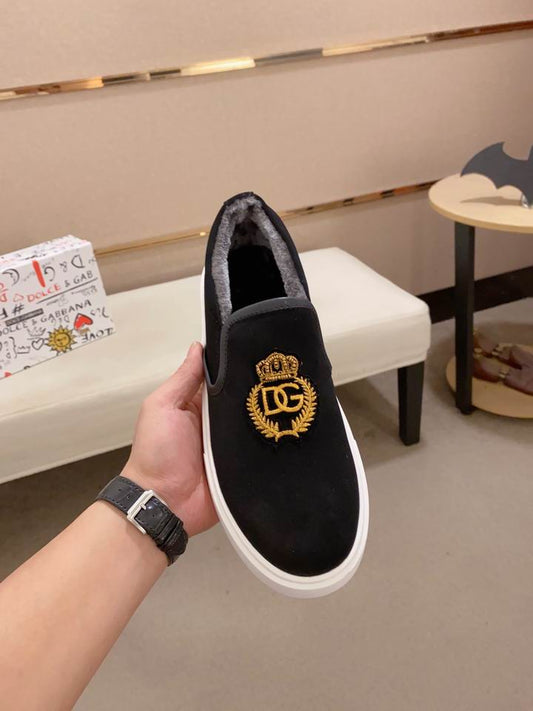 D & G Black Suede Slip-On Sneakers
