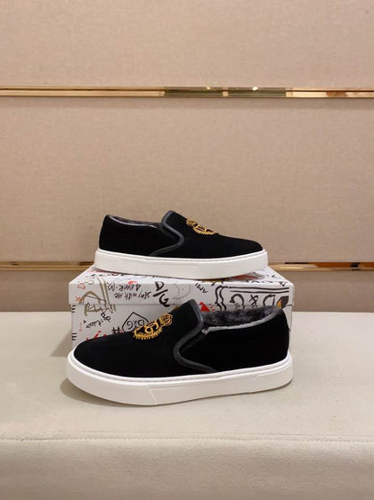 D & G Black Suede Slip-On Sneakers
