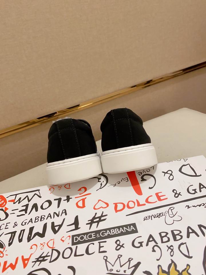 D & G Black Suede Slip-On Sneakers