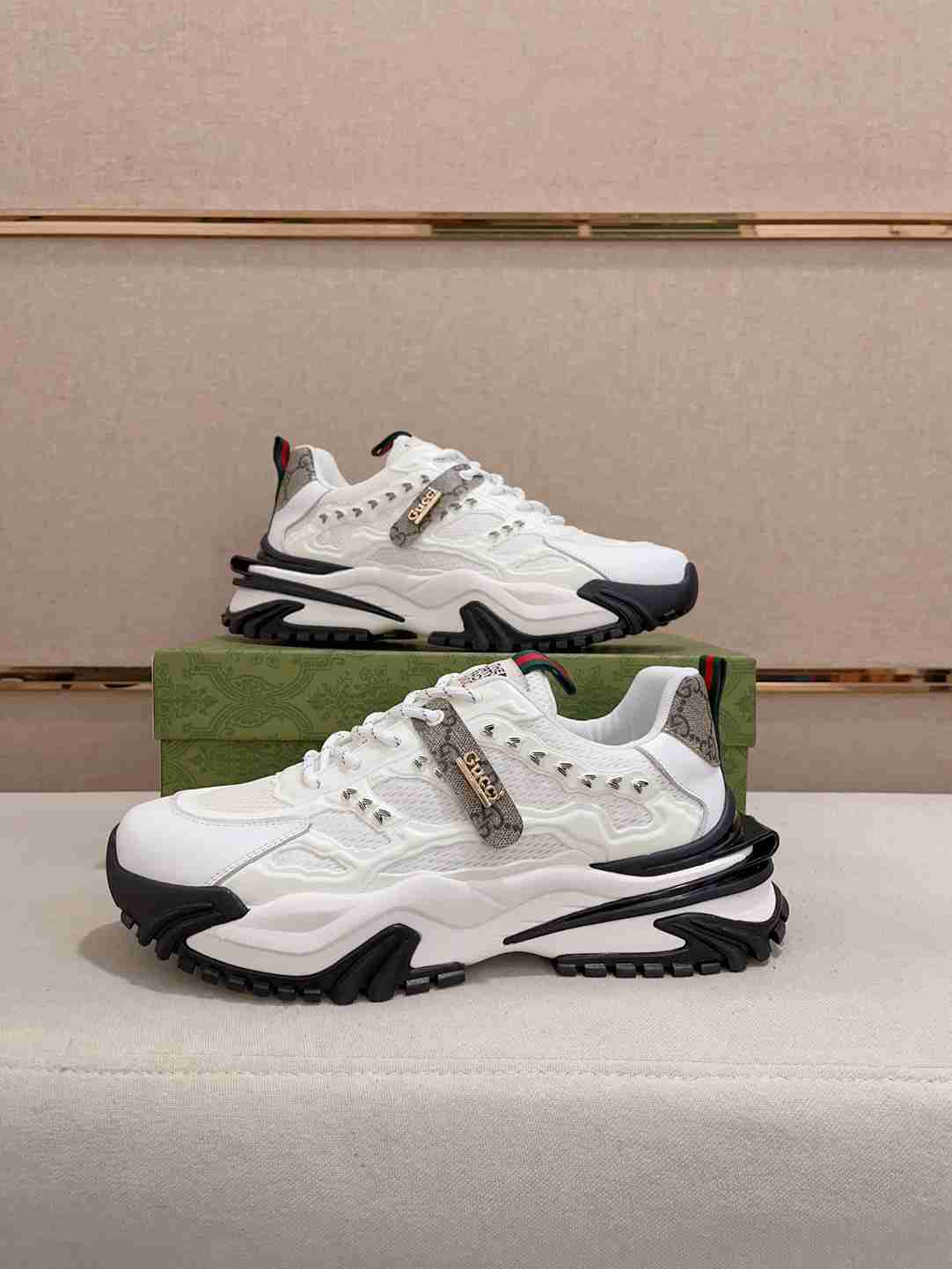 Gucci White Strap Sneakers