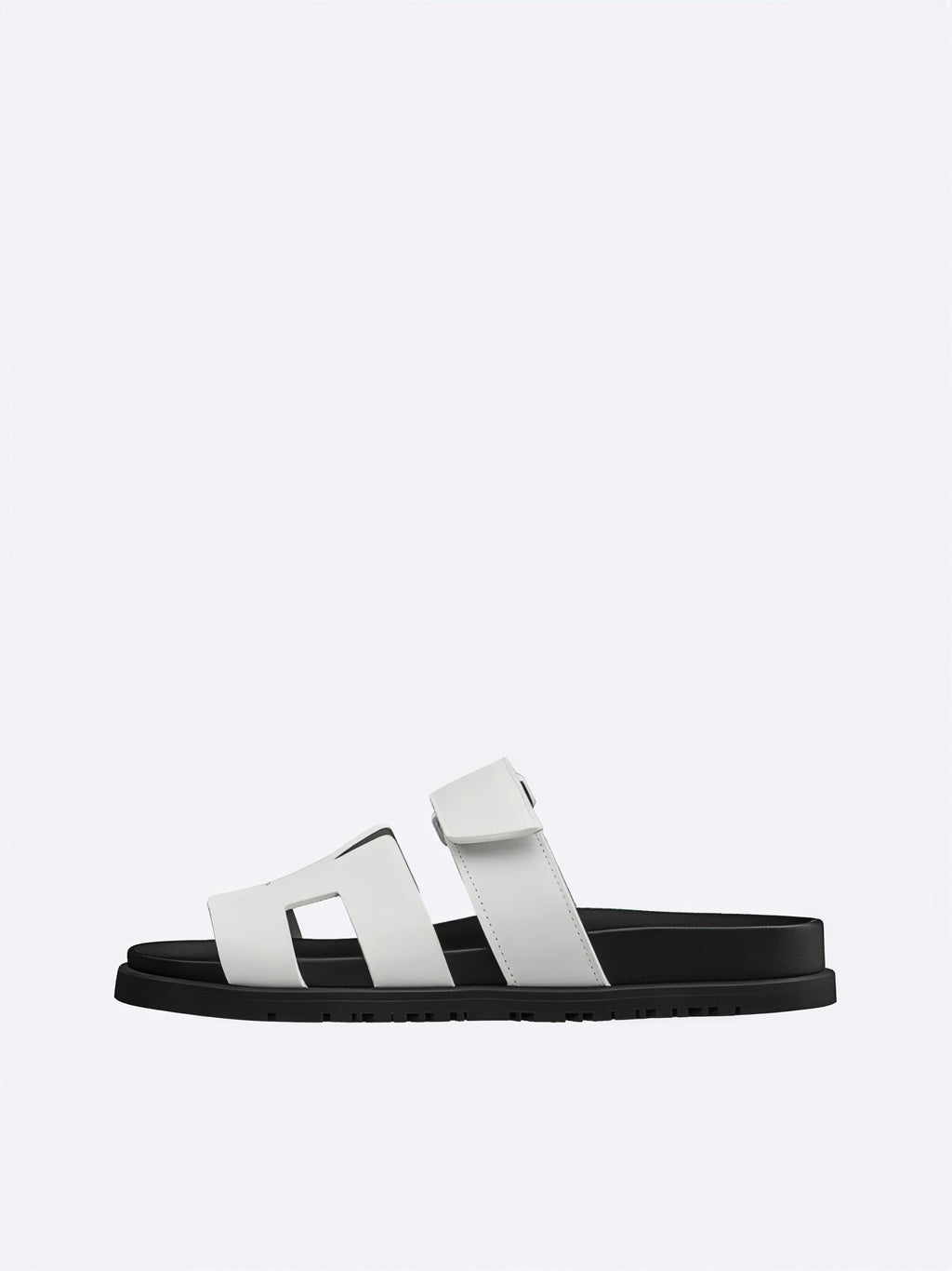 Hermes Pelle Chyper Ciabatte Marrone