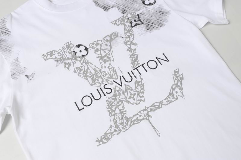 Lv T-shirt Bianca Oversize con Maxi Logo Ispirazione Luxury