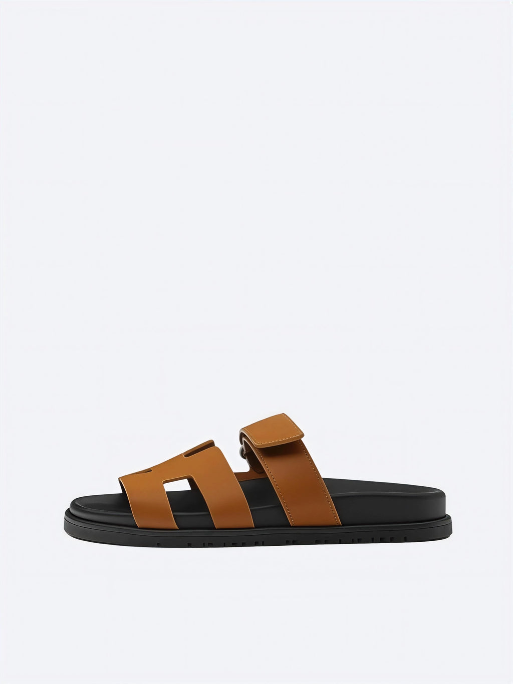 Hermes Pelle Chyper Ciabatte Marrone