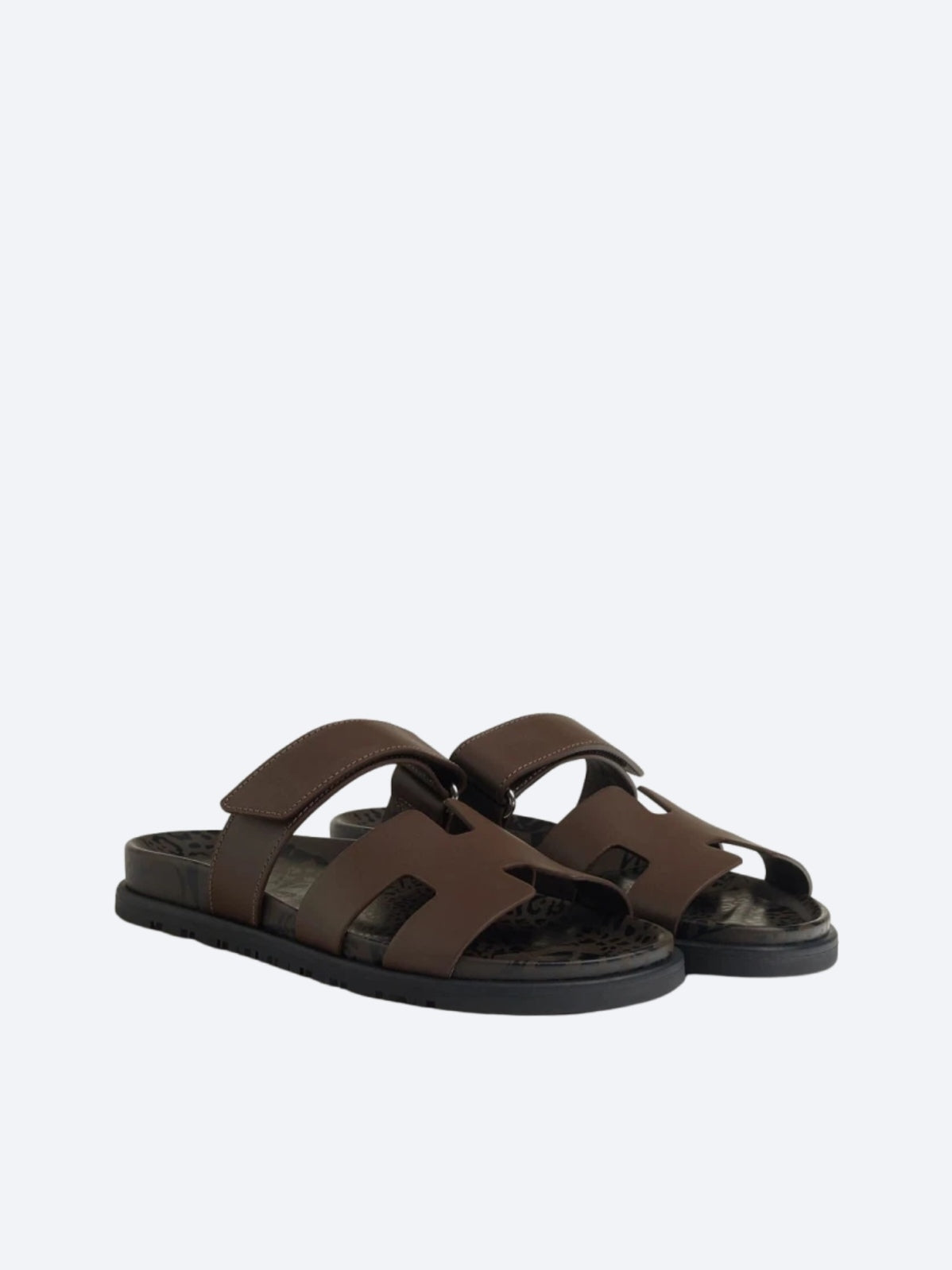 Hermes Pelle Chyper Ciabatte Marrone