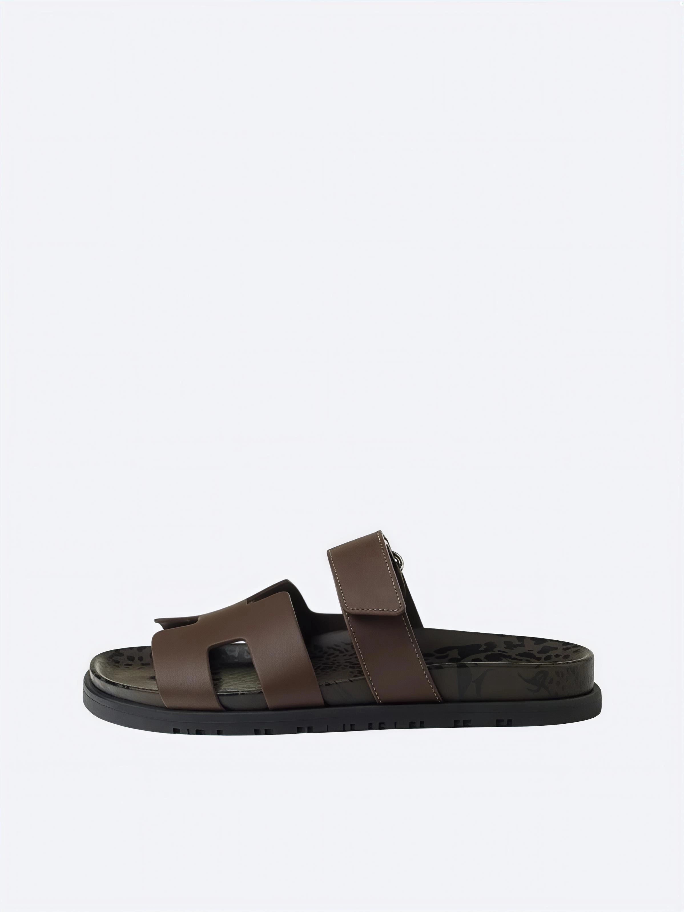 Hermes Pelle Chyper Ciabatte Marrone