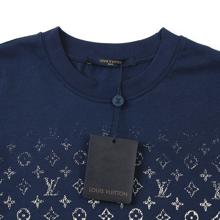 Lv T-shirt Louis Vuttion Monogram Blu Sfumata