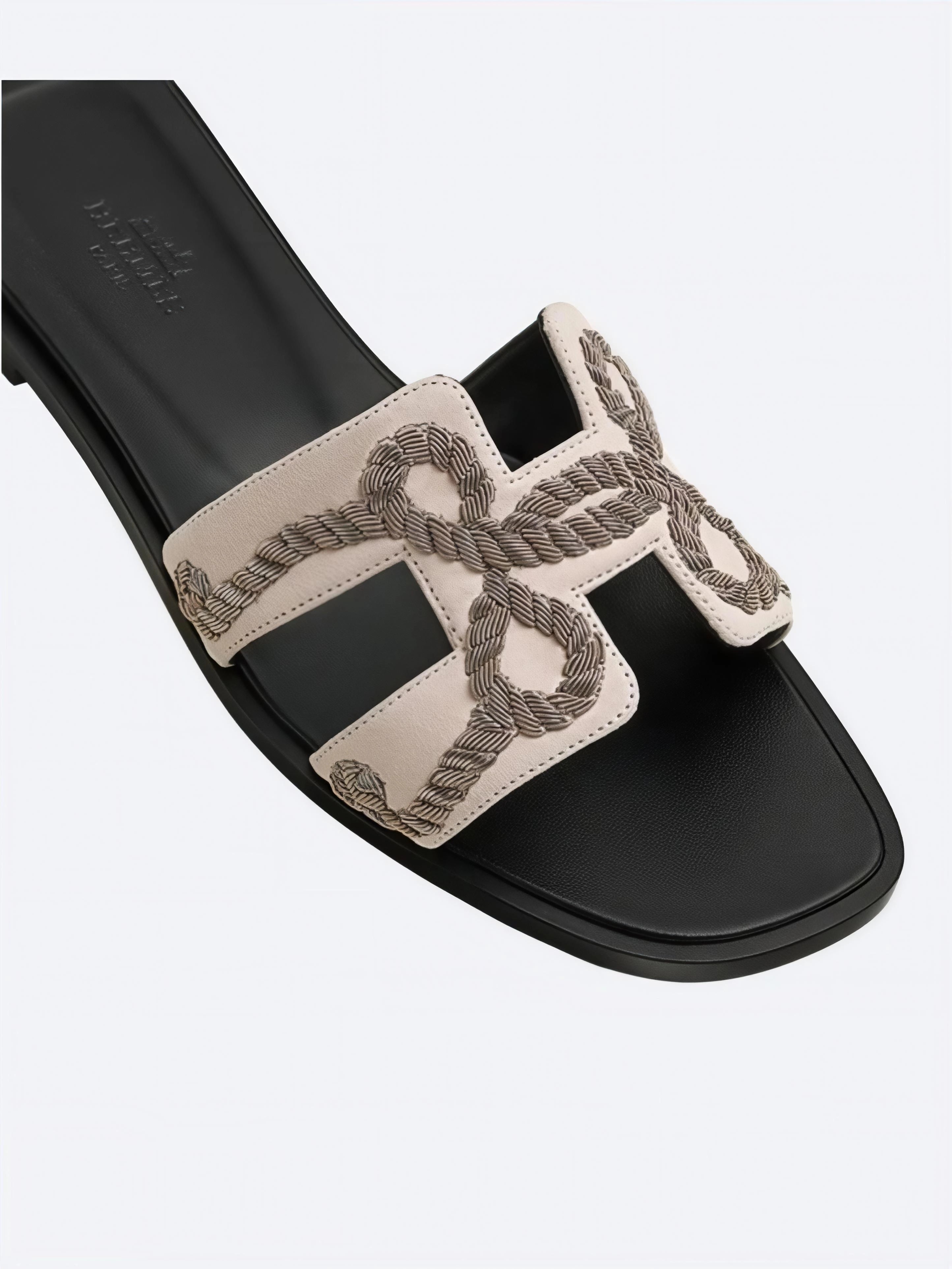 Hermès Oran Sandals Nero Beige