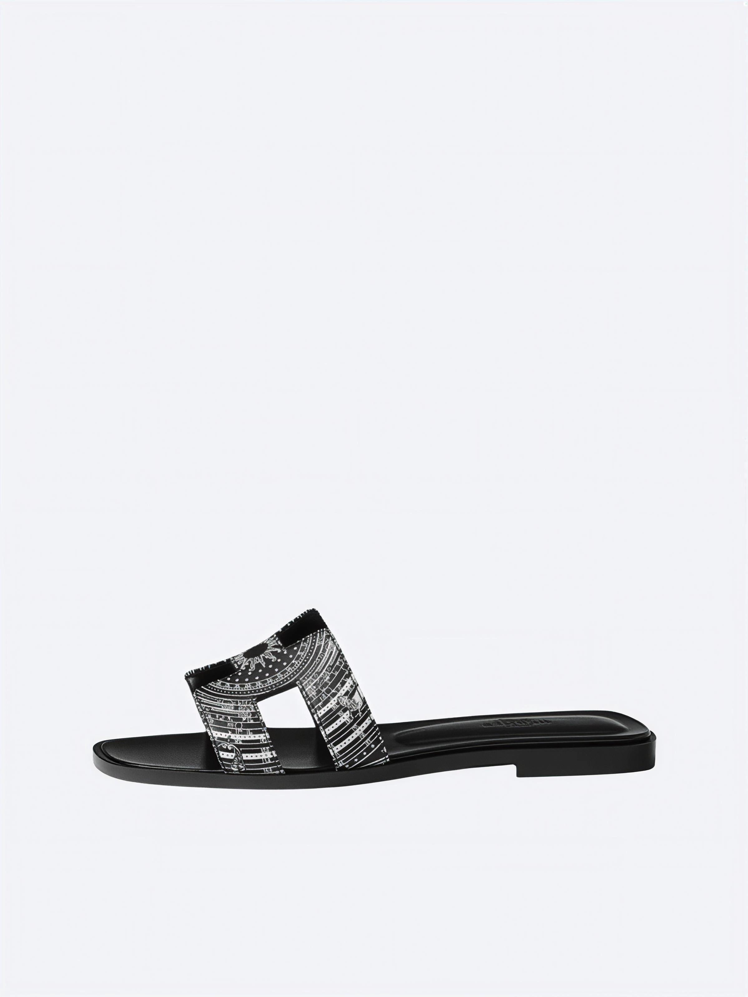 Hermès Oran Sandals Nero Beige