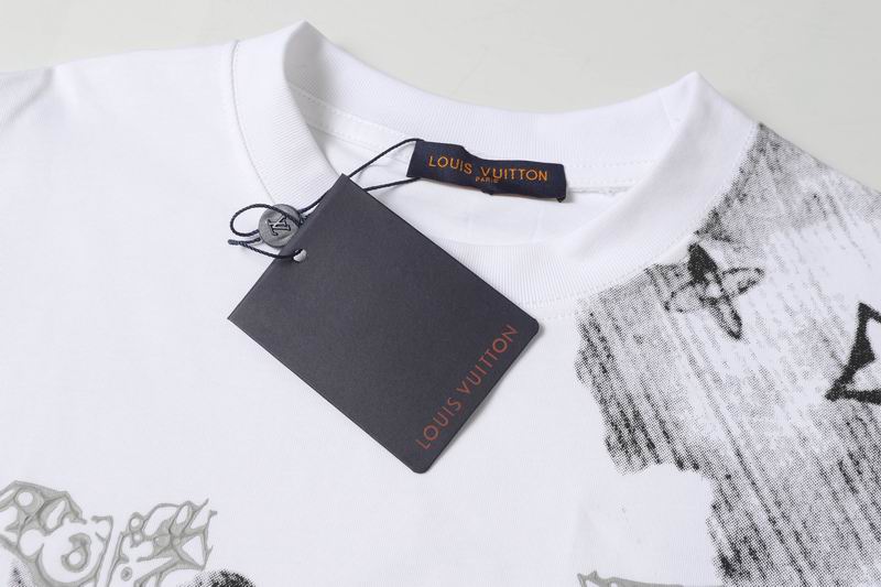 Lv T-shirt Bianca Oversize con Maxi Logo Ispirazione Luxury