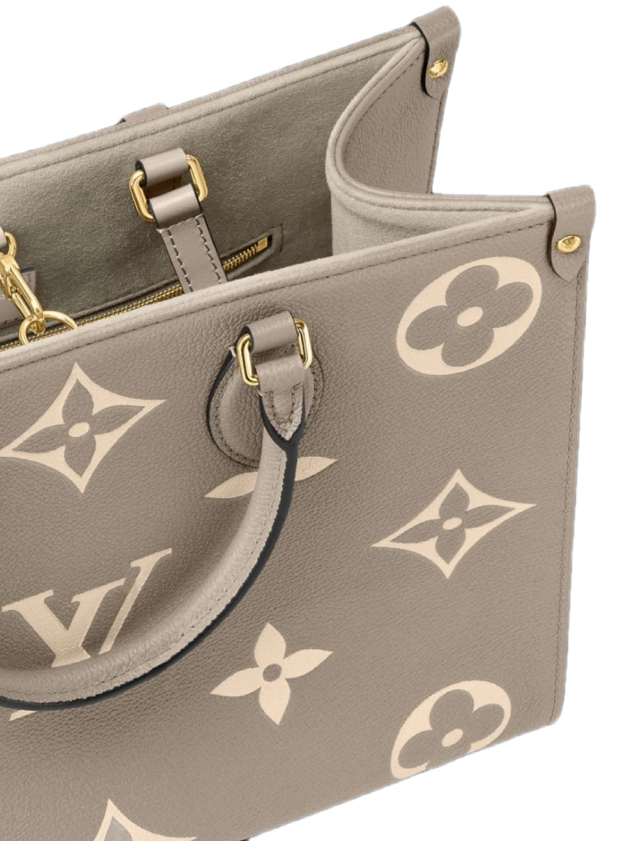 Borsa Louis Vuitton OnTheGo MM in Pelle Monogram Beige