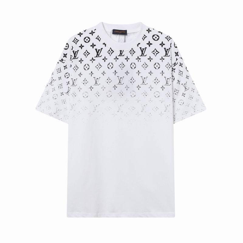 LV T-shirt Nera con Motivo Monogram Sfumato