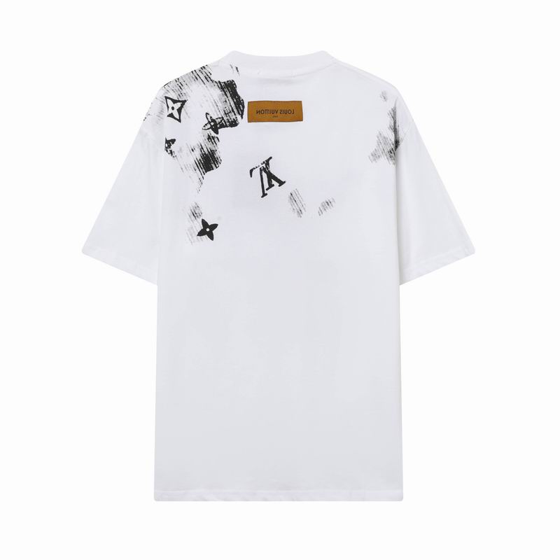 Lv T-shirt Bianca Oversize con Maxi Logo Ispirazione Luxury