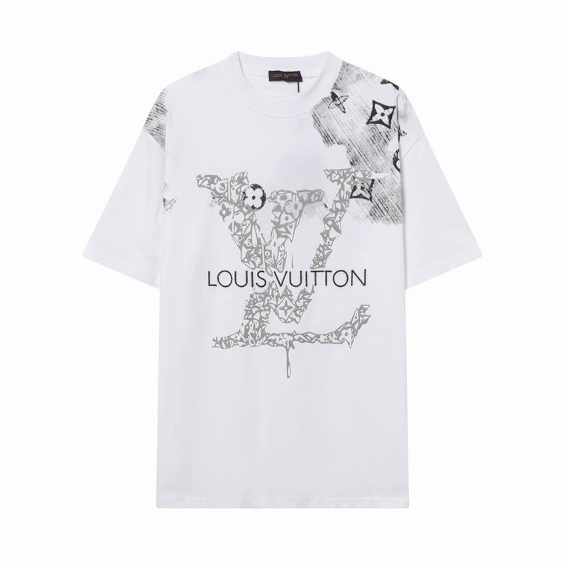 Lv T-shirt Bianca Oversize con Maxi Logo Ispirazione Luxury