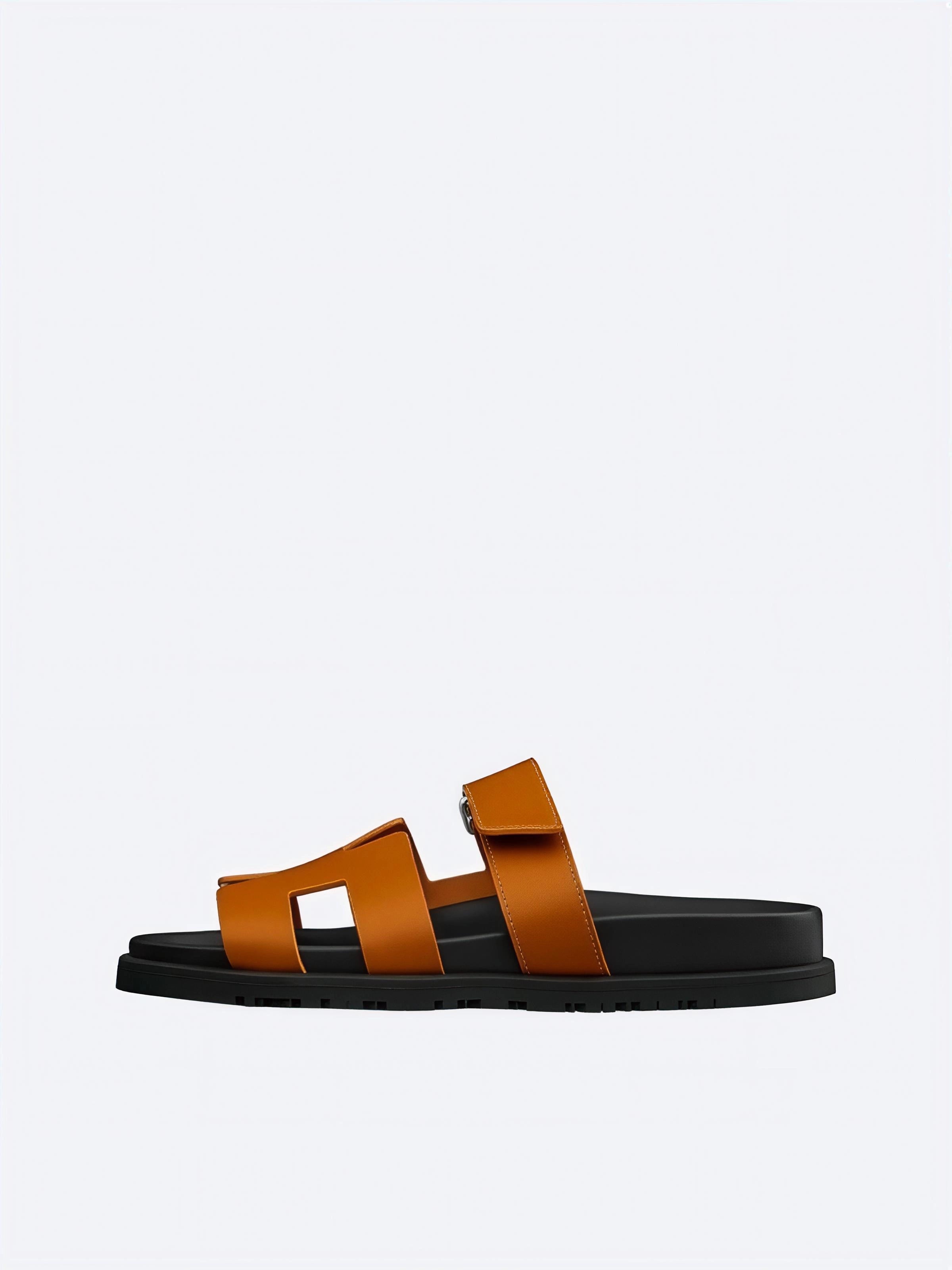 Hermes Pelle Chyper Ciabatte Marrone