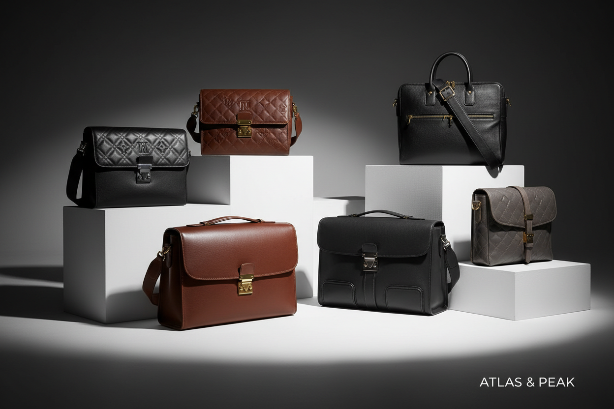 “Scopri l’eccellenza dello stile con la nostra collezione esclusiva di borse di lusso firmate Gucci, Louis Vuitton, Prada, YSL e Chanel: un’icona di eleganza senza tempo presentata in un raffinato scenario dai toni nero, bianco e grigio, con borse esposte su box minimal per un look sofisticato e moderno. Approfitta ora del da design iconici, materiali pregiati e dettagli impeccabili pensati per chi ama distinguersi concreat best pictuers for mans branded bags